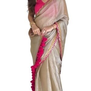 HMP Fashion Women's Two-Tone Soft Erode Silk Saree with Lace Border, Banglori Blouse Piece