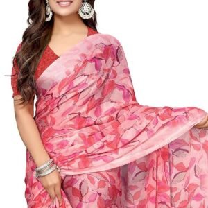 Women's Chiffon Floral Printed Saree with Blouse Piece | Fits every occasion | Designer Saree