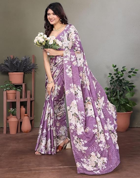 Women's Tussar Silk Printed Saree With Blouse Material | saree collection 2025 | Latest Saree - Image 5